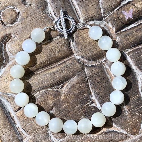 Moonstone Healing Bracelet With Silver Toggle Clasp